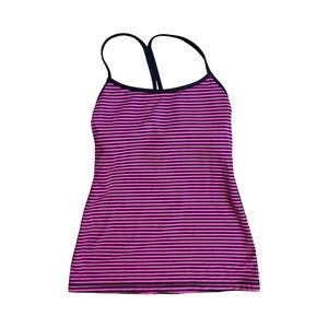 Striped Pink and Black Women's Swim Top